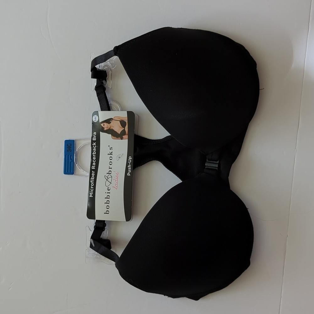 Bobbie Brooks Microfiber Full Coverage Racer Back Black Bra Size 34C